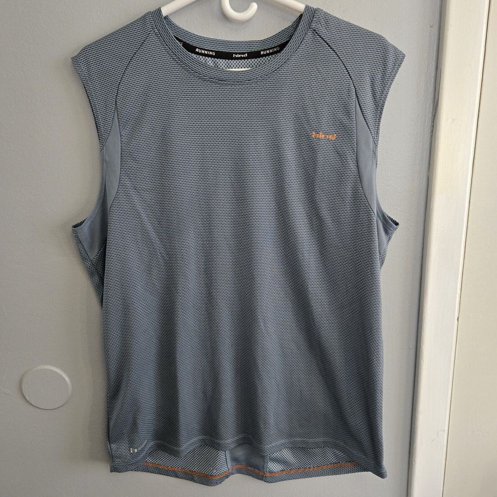 Hind Running Sleeveless Shirt Men's Light Blue Polyester SEE Measurements